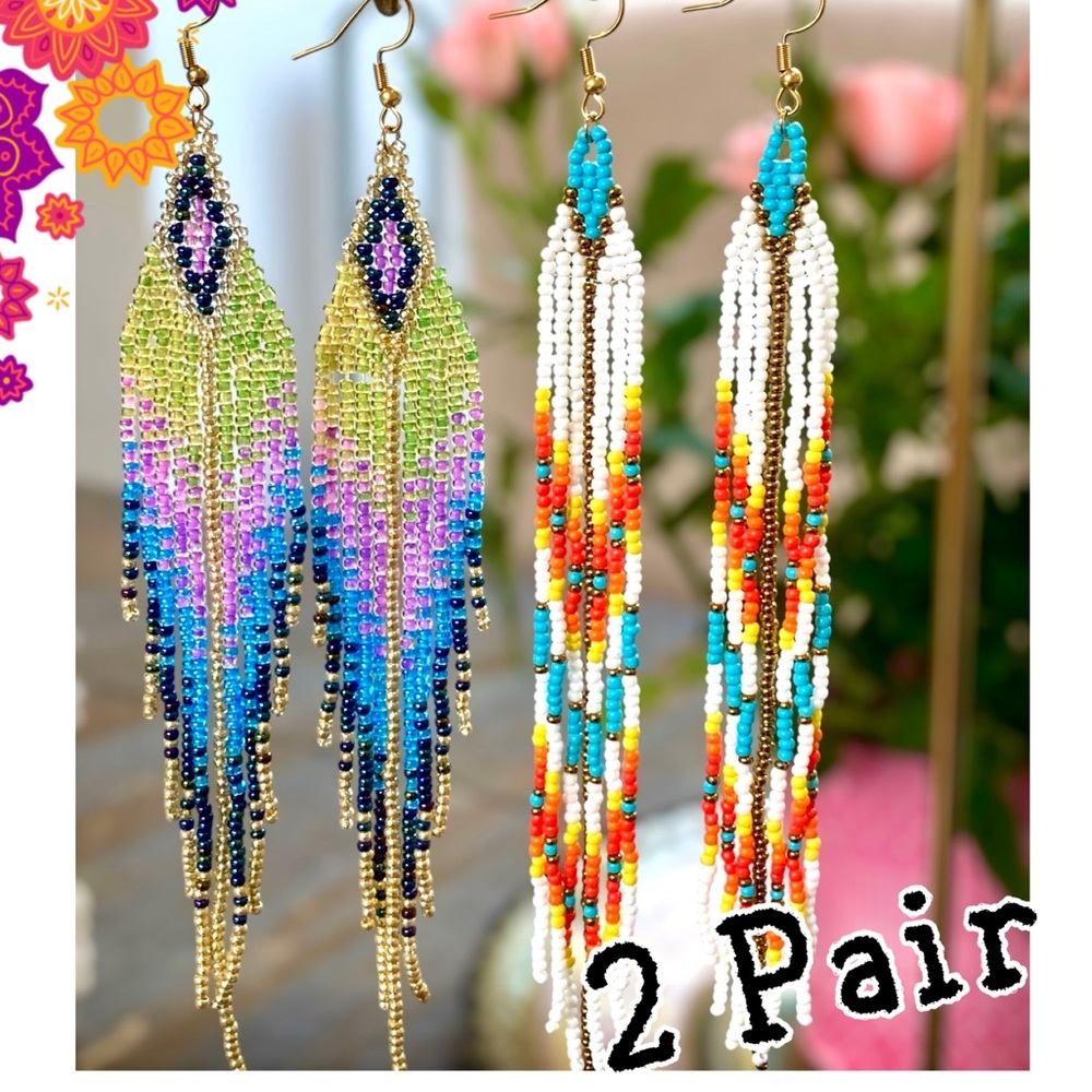 🌸Set of 2 Handmade Beaded Earrings